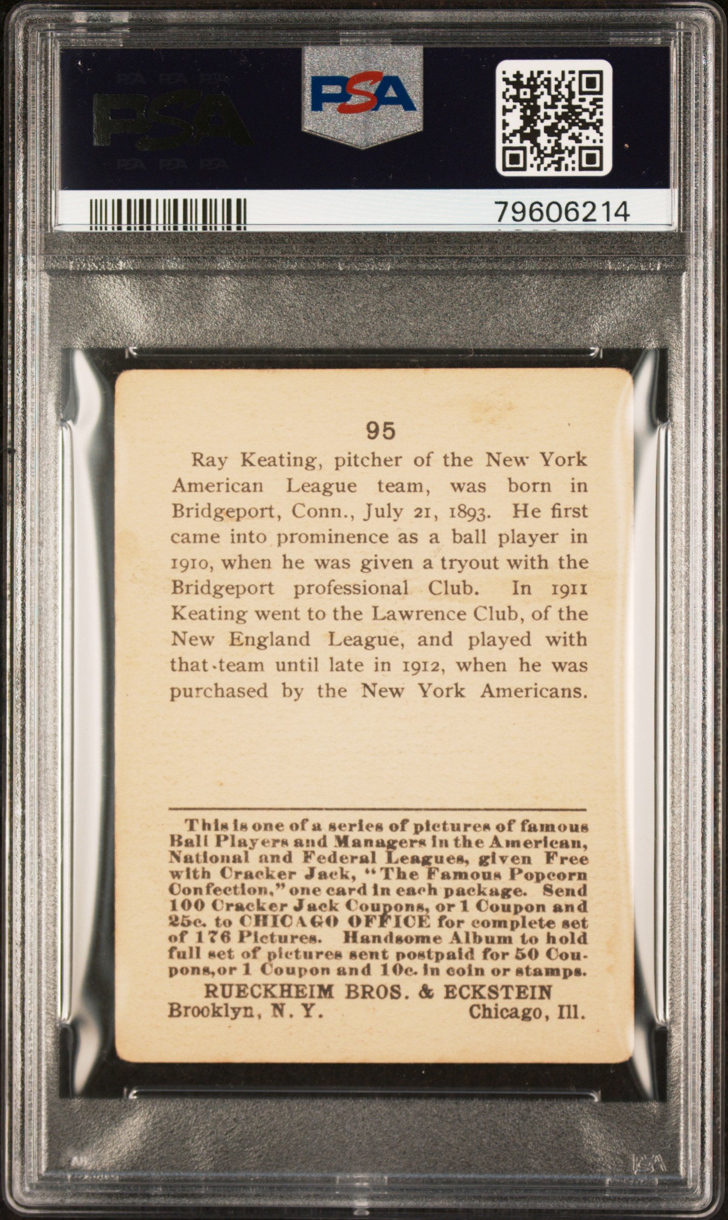 1915 Cracker Jack Ray Keating #95 PSA 3
