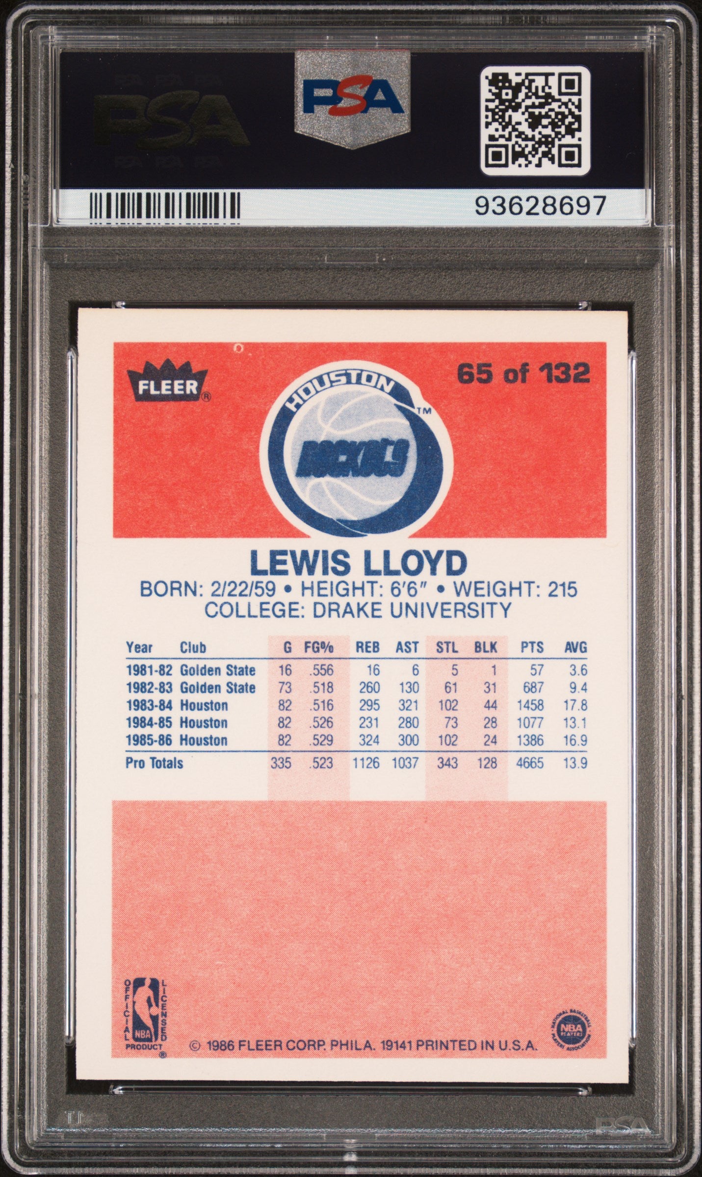 1986 Fleer Lewis Lloyd #65 PSA 9