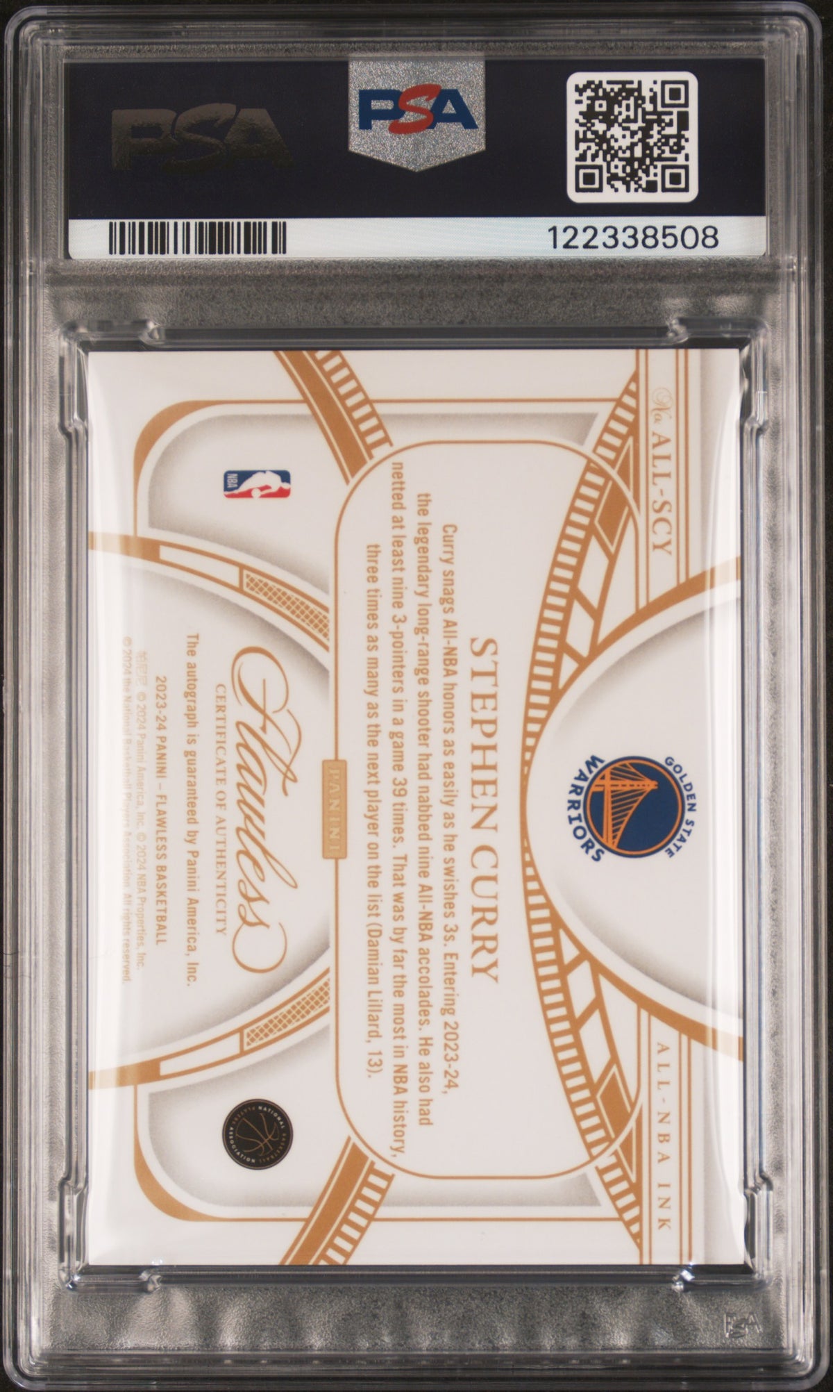 2023 Panini Flawless All-NBA Ink Stephen Curry #ALLSCY PSA 10 06/25