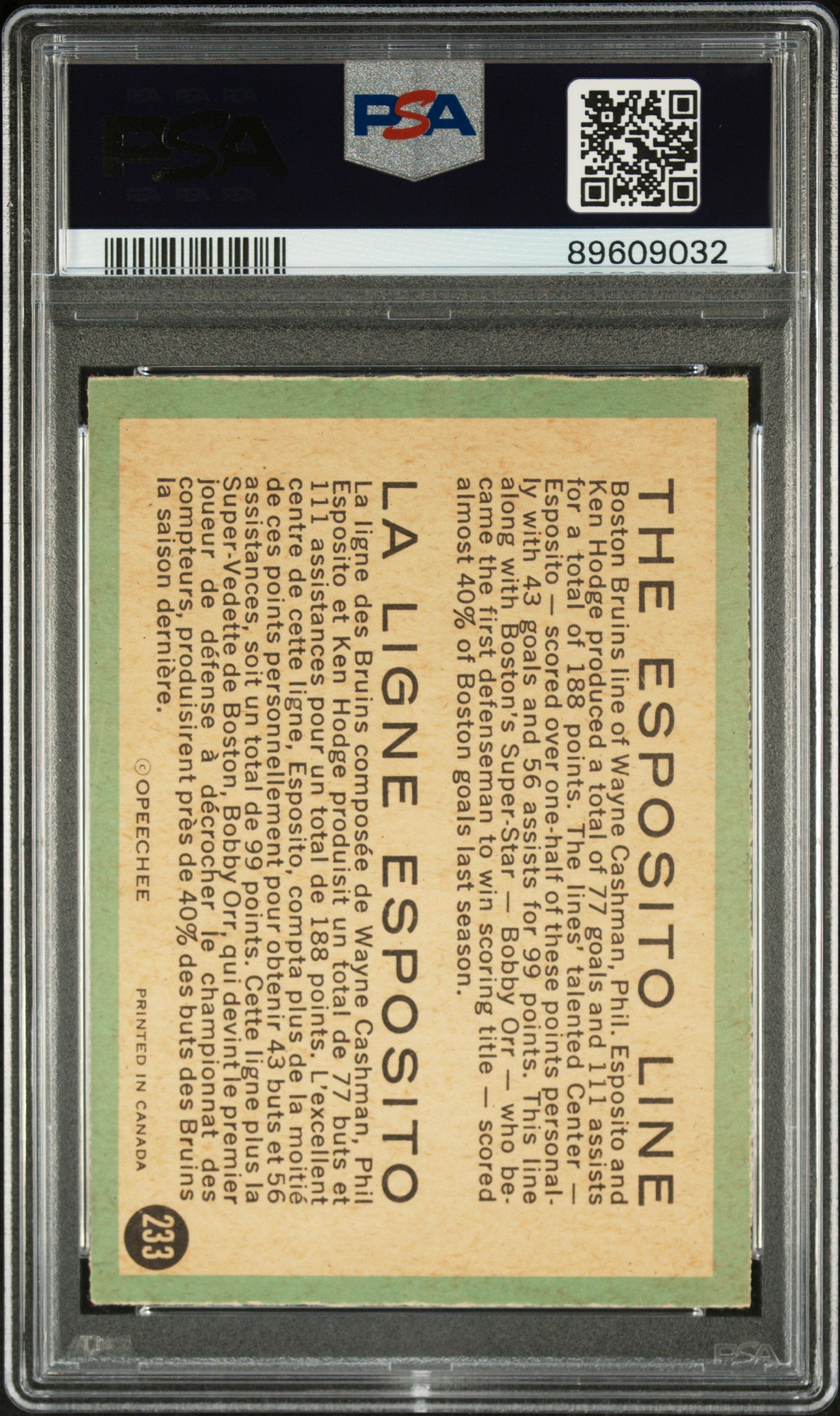 1970 O-Pee-Chee Esposito Line #233 Ken Phil Wayne PSA 5
