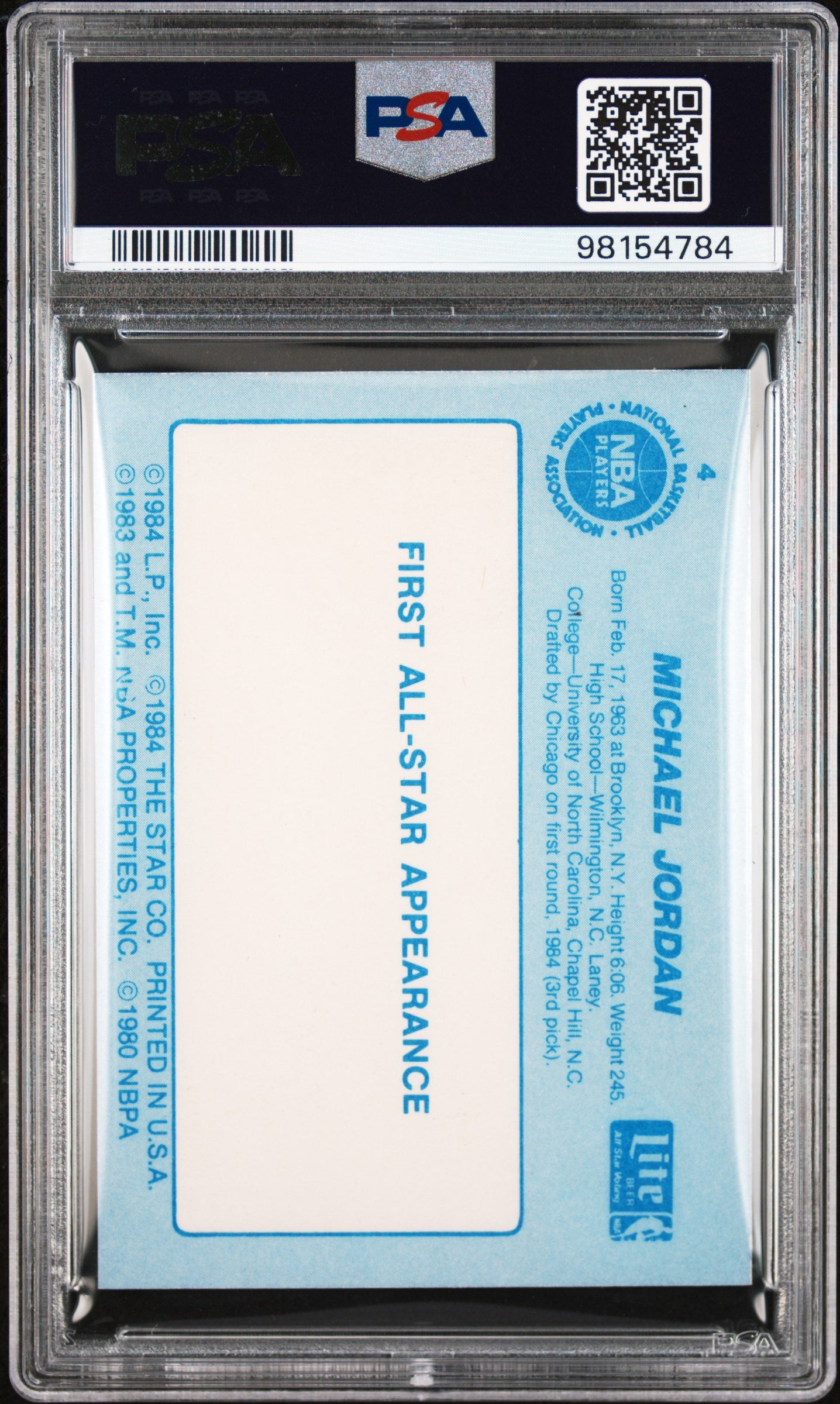 1985 Star Lite Michael Jordan #4 PSA 6