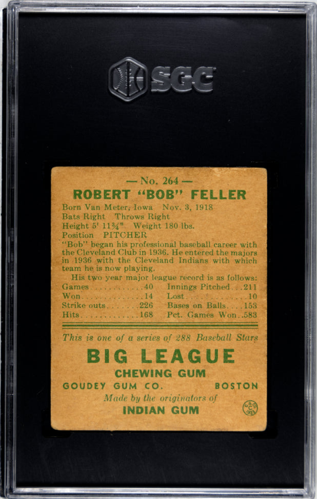 1938 Goudey Heads Up Bob Feller #264 SGC 2
