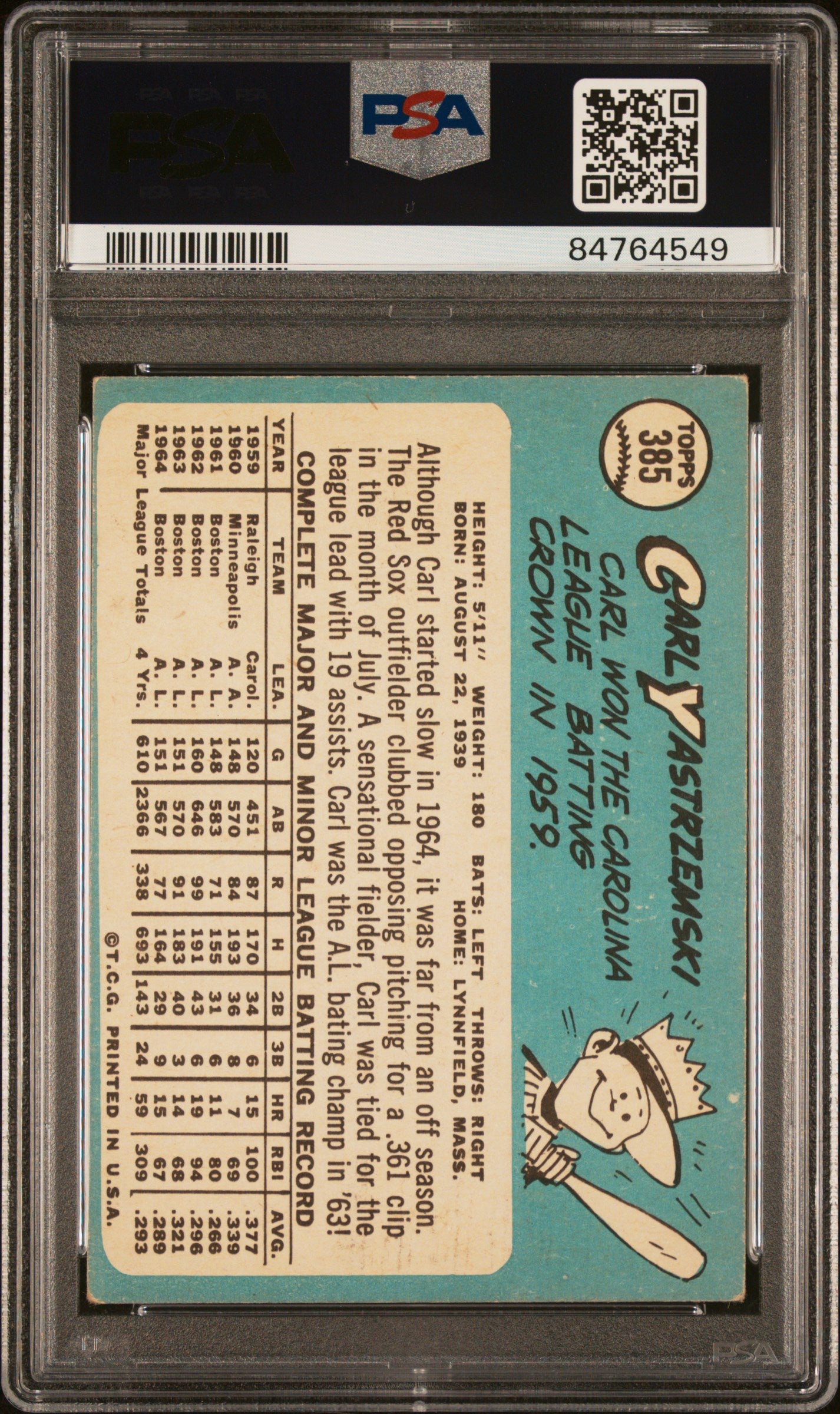 1965 Topps Carl Yastrzemski #385 PSA 5