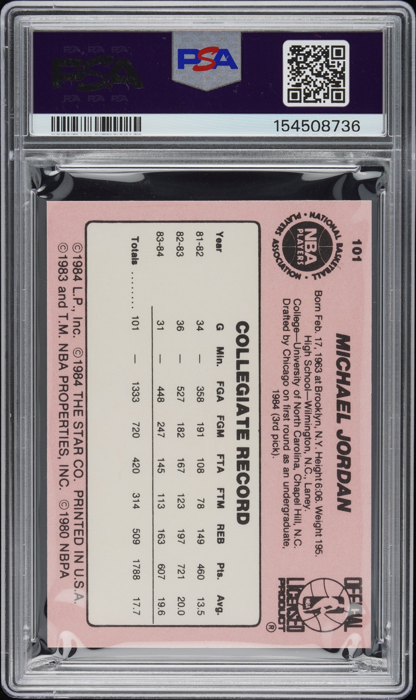 1984 Star Michael Jordan #101 PSA 7