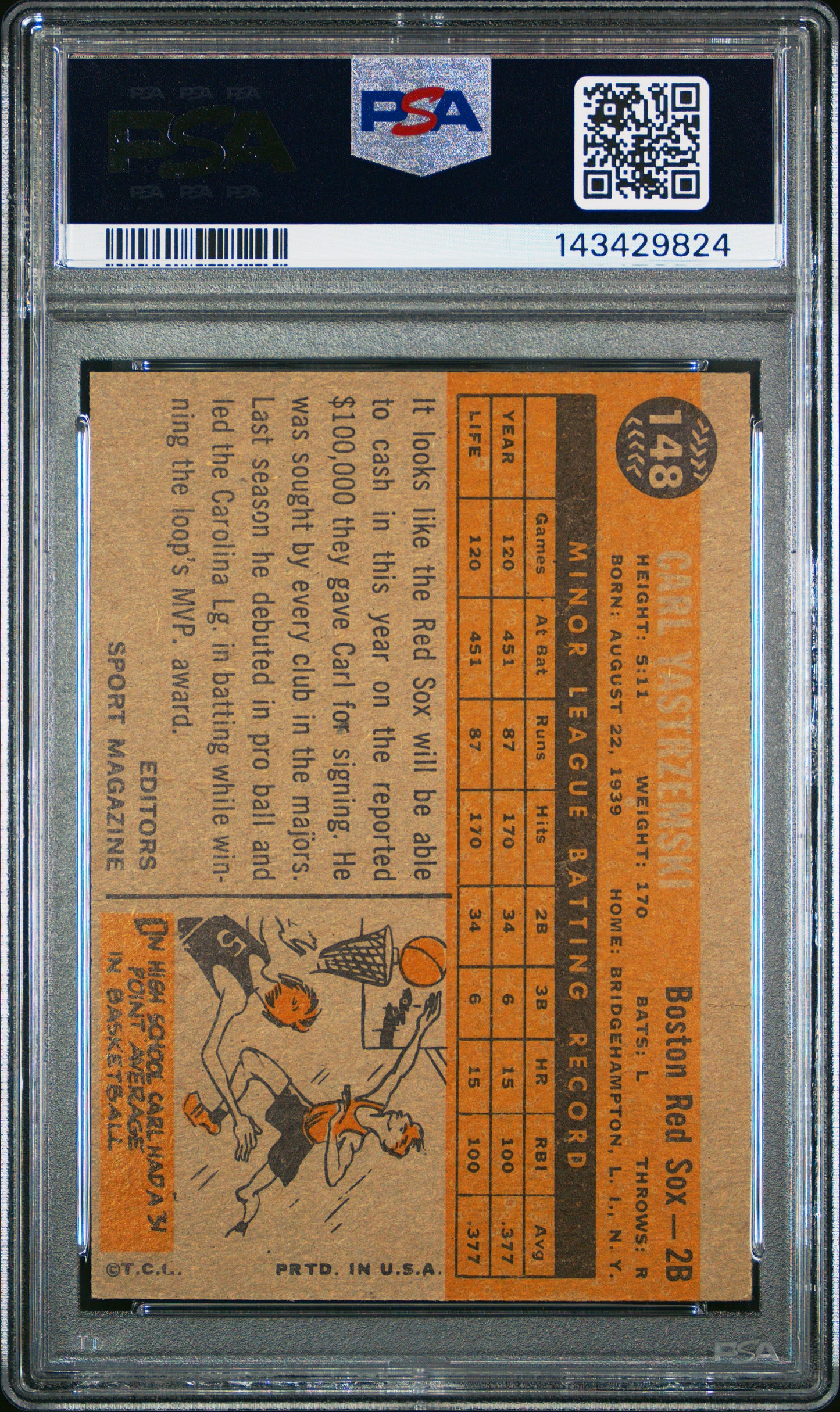 1960 Topps Carl Yastrzemski #148 Rookie Star PSA 4