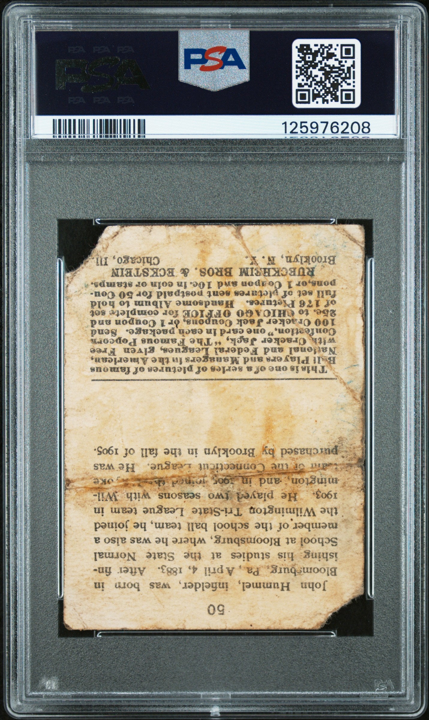 1915 Cracker Jack John Hummell #50 (Hummel) PSA A