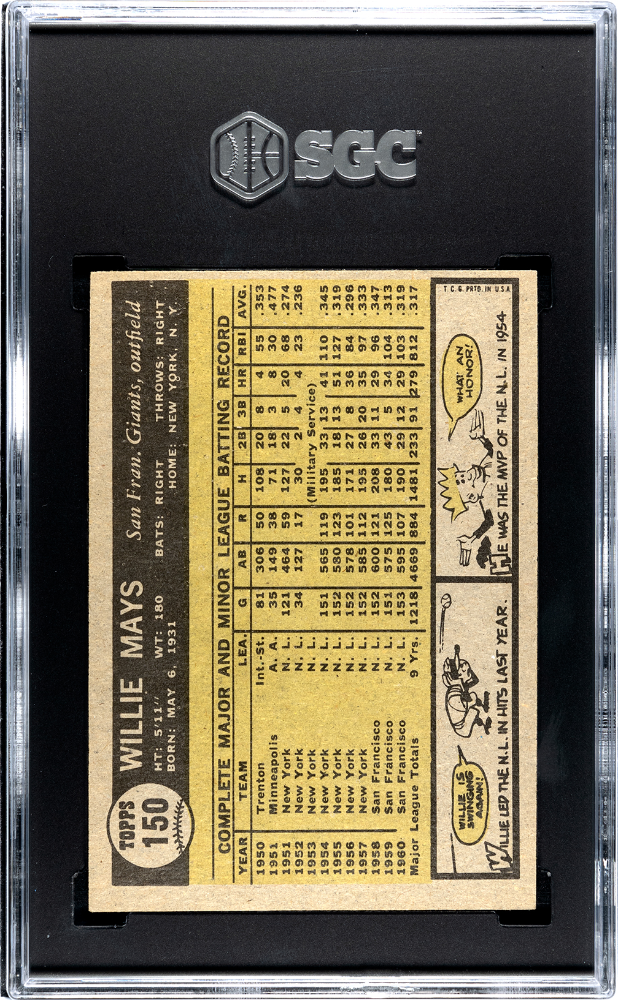 1961 Topps Willie Mays #150 SGC 6
