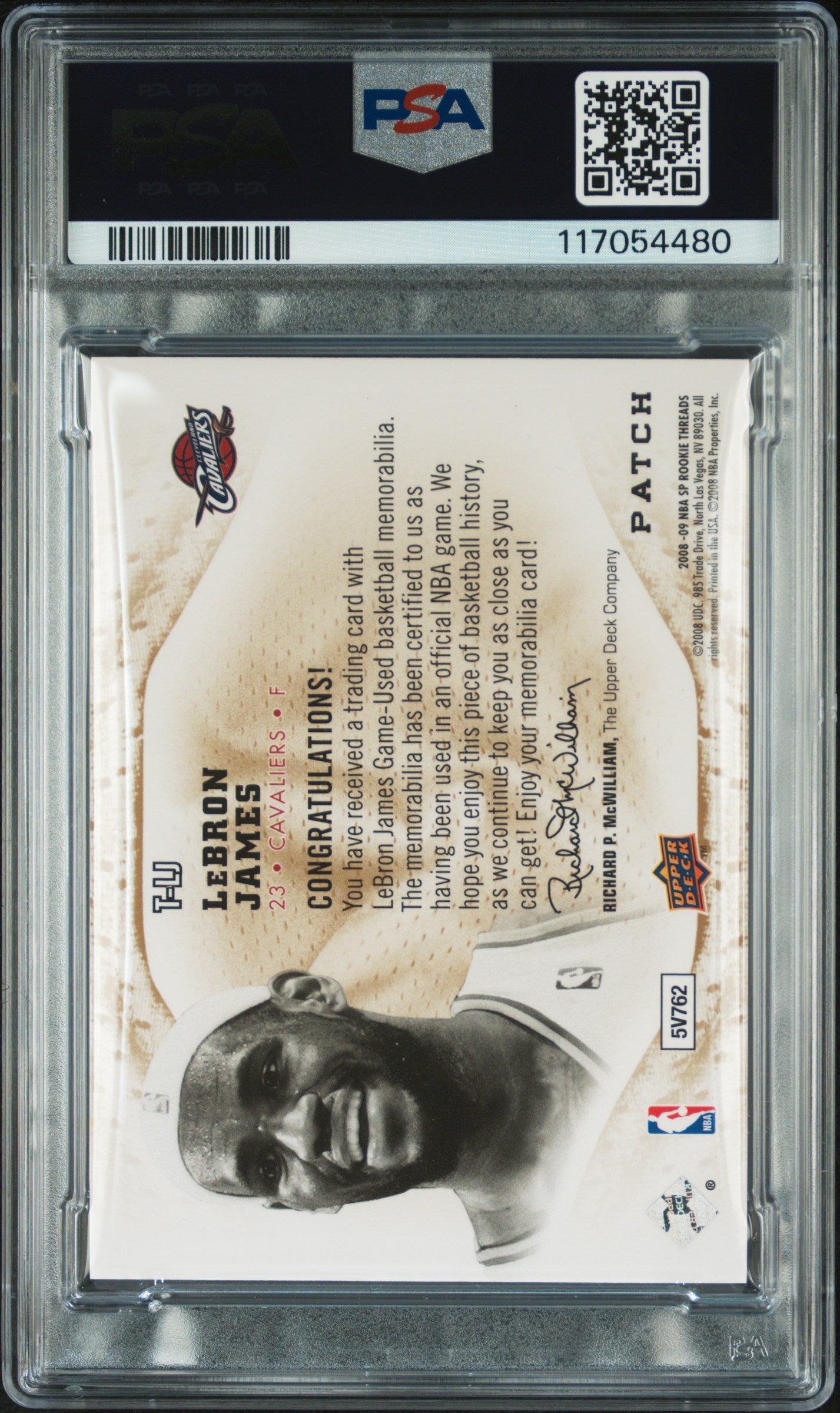 2008 SP Rookie Threads SP Threads LeBron James #T-LJ Patch PSA 8