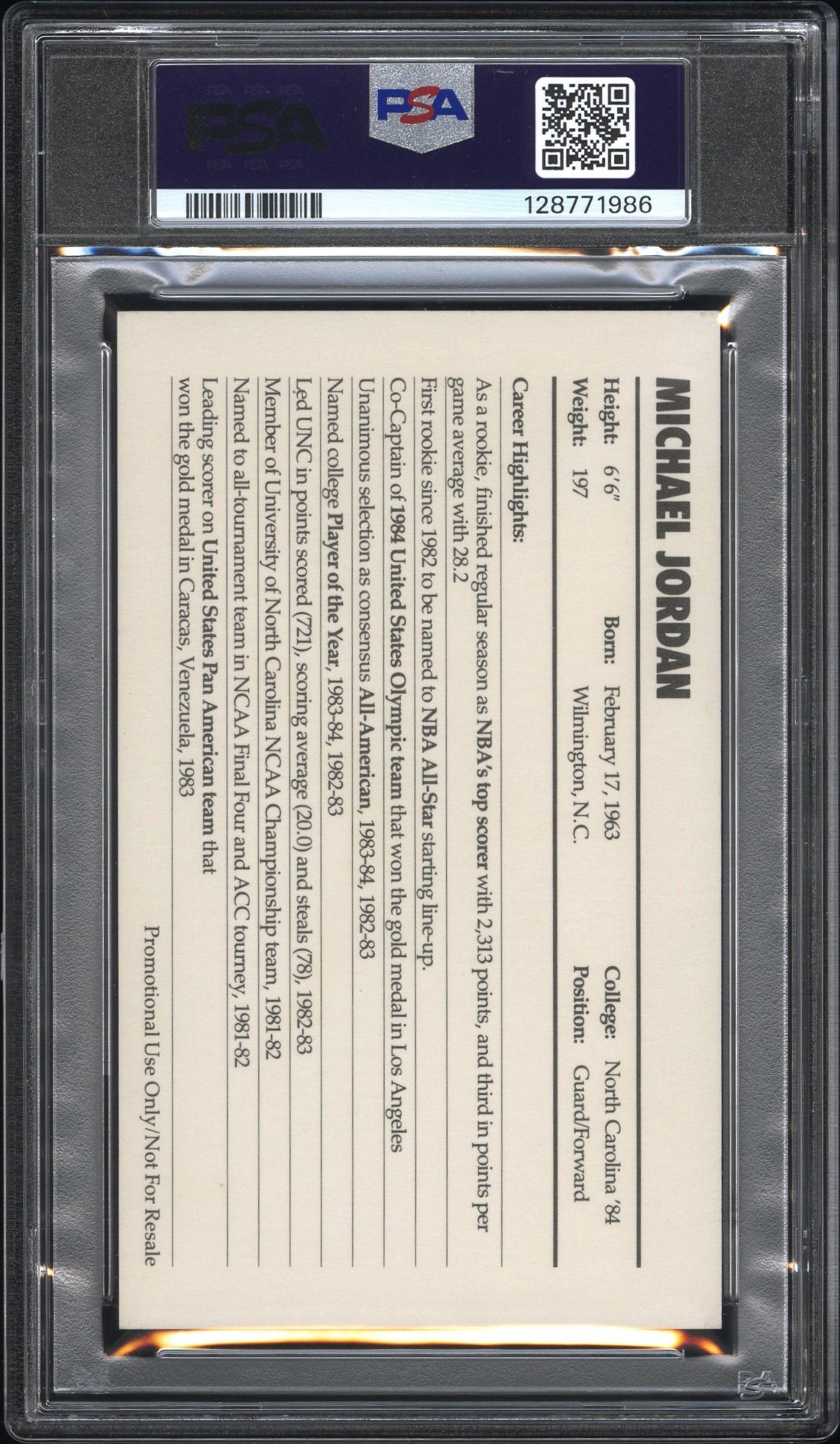 1985 Nike Michael Jordan Promo PSA 7