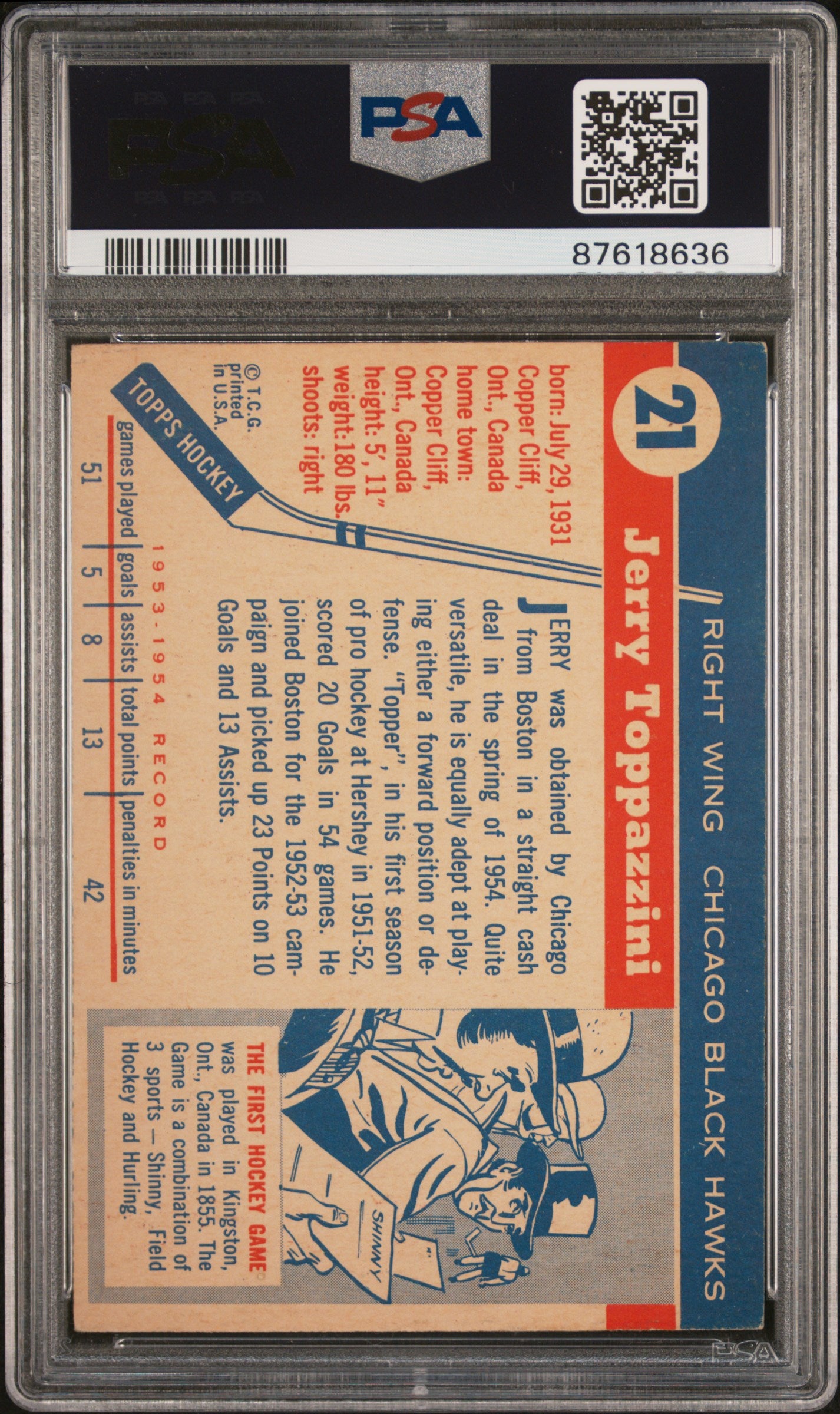 1954 Topps Jerry Toppazzini #21 PSA 5