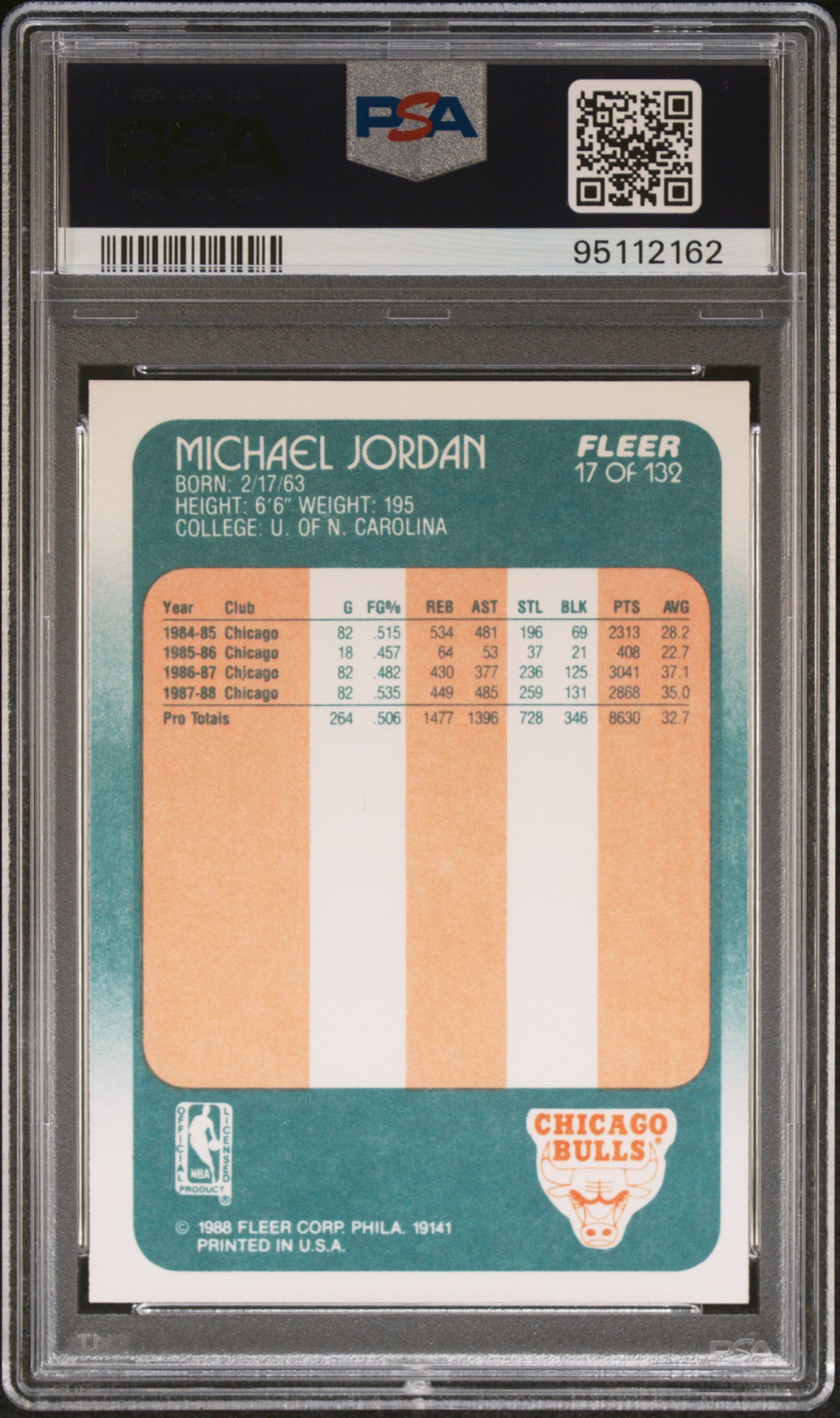 1988 Fleer Michael Jordan #17 PSA 9