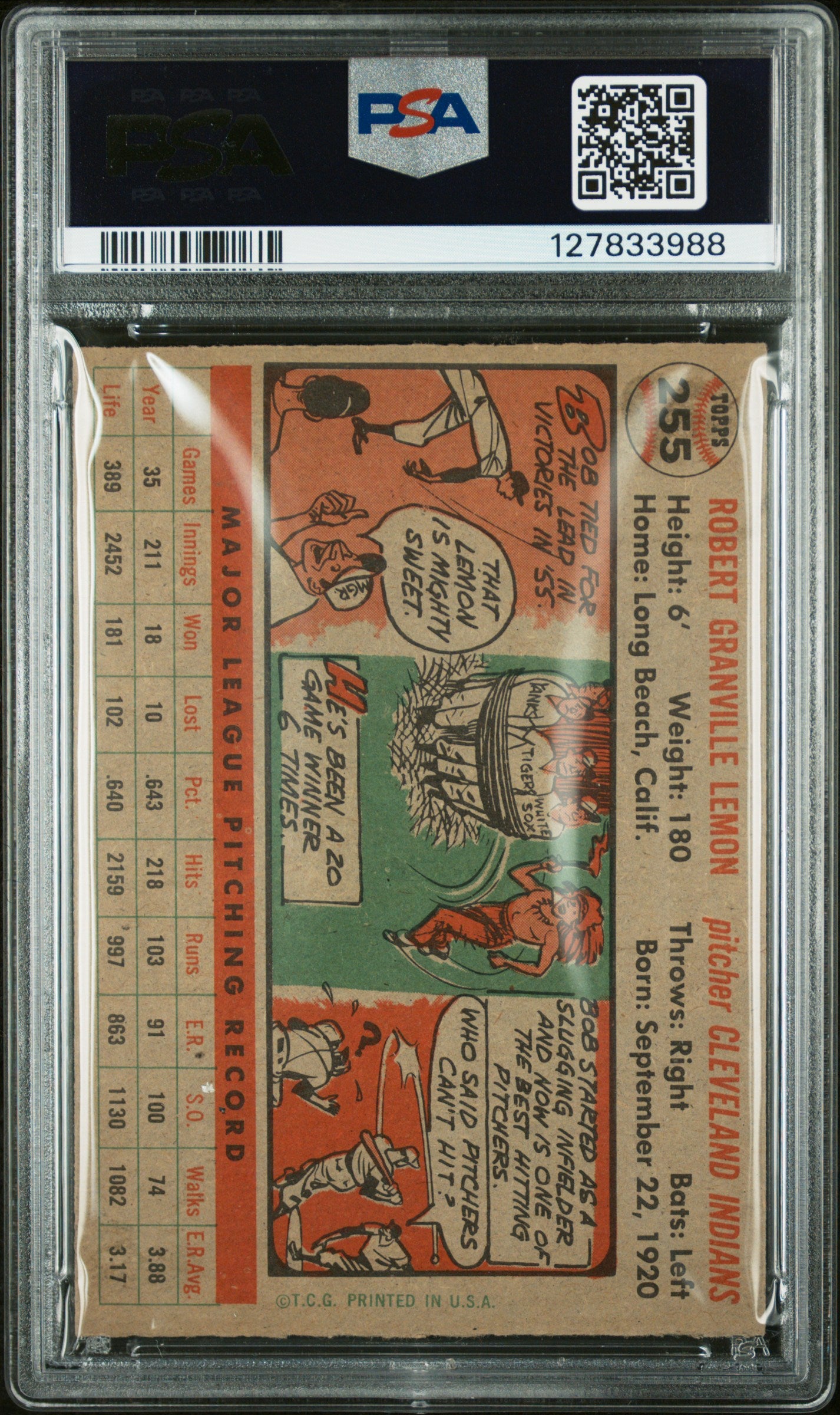 1956 Topps Bob Lemon #255 PSA 5