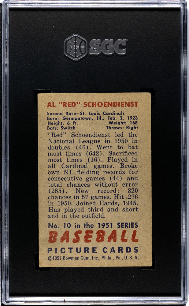 1951 Bowman Al Red Schoendienst #10 SGC 4.5
