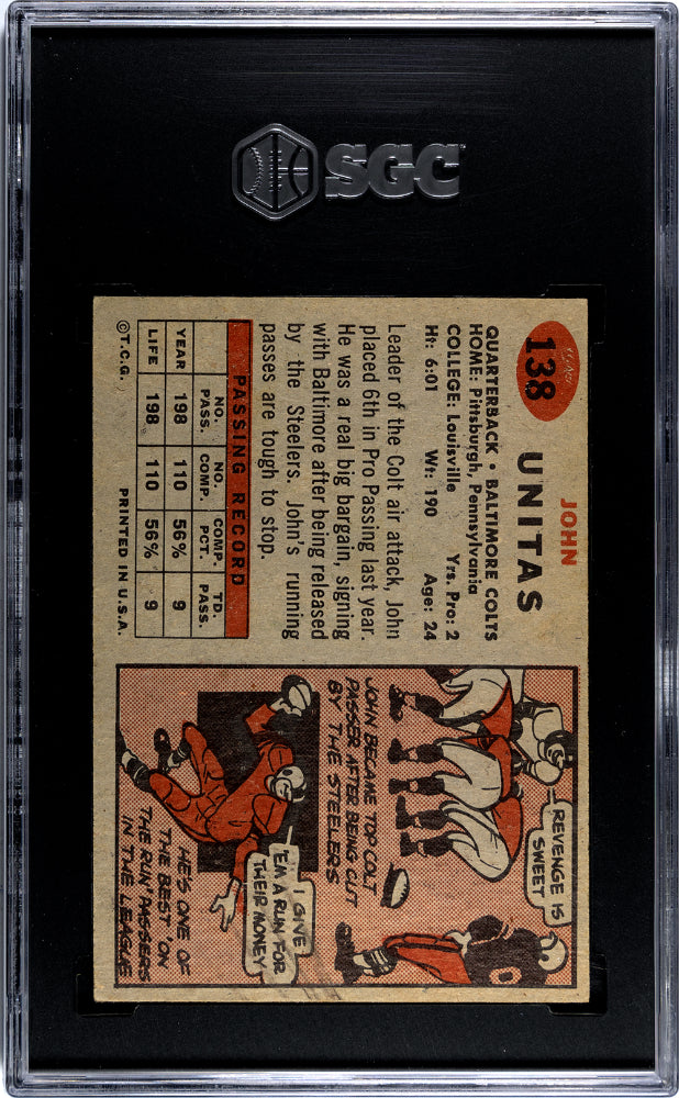 1957 Topps John Unitas #138 SGC 3.5