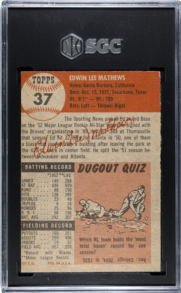 1953 Topps Ed Mathews #37 SGC 4.5