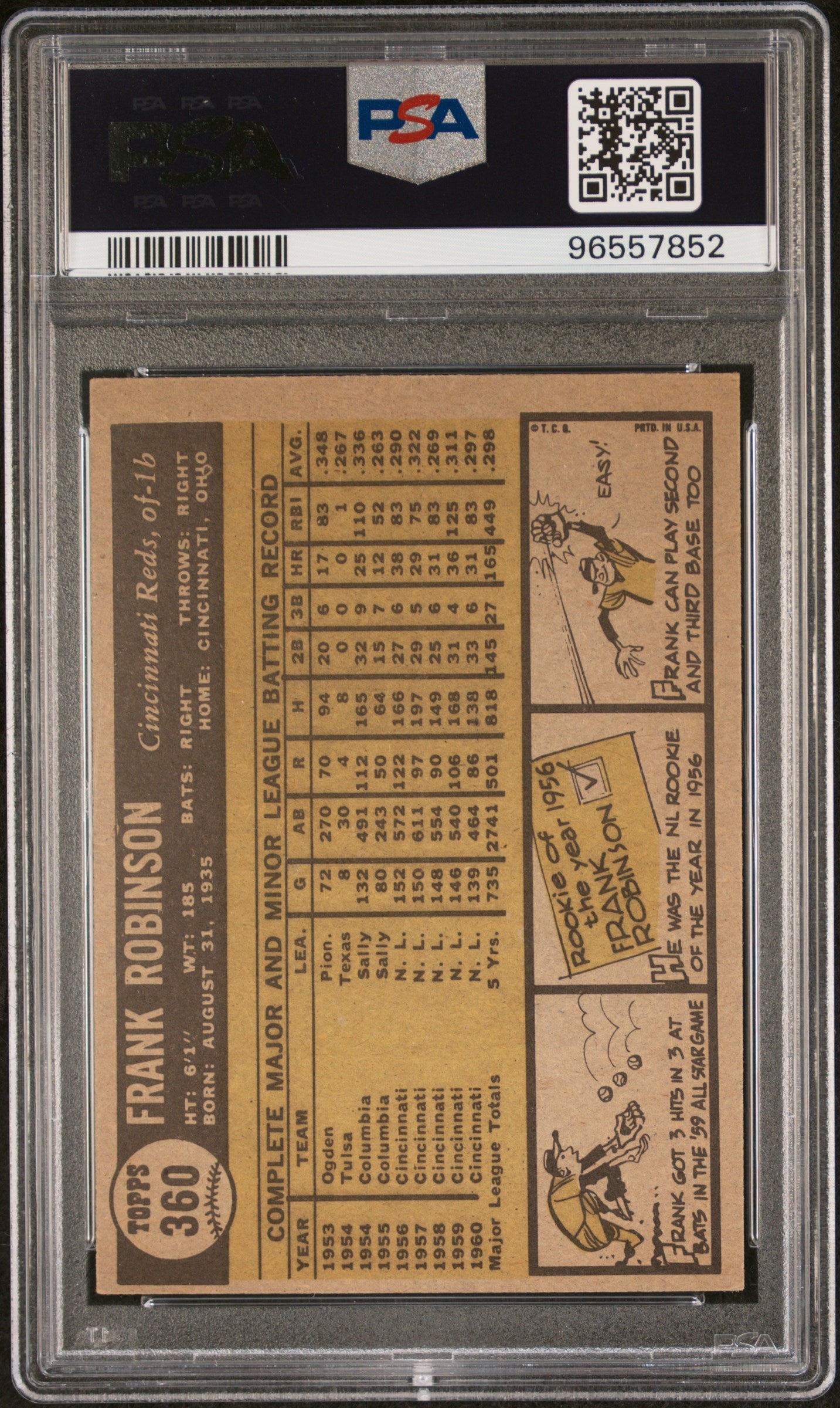 1961 Topps Frank Robinson #360 PSA 8 Oc