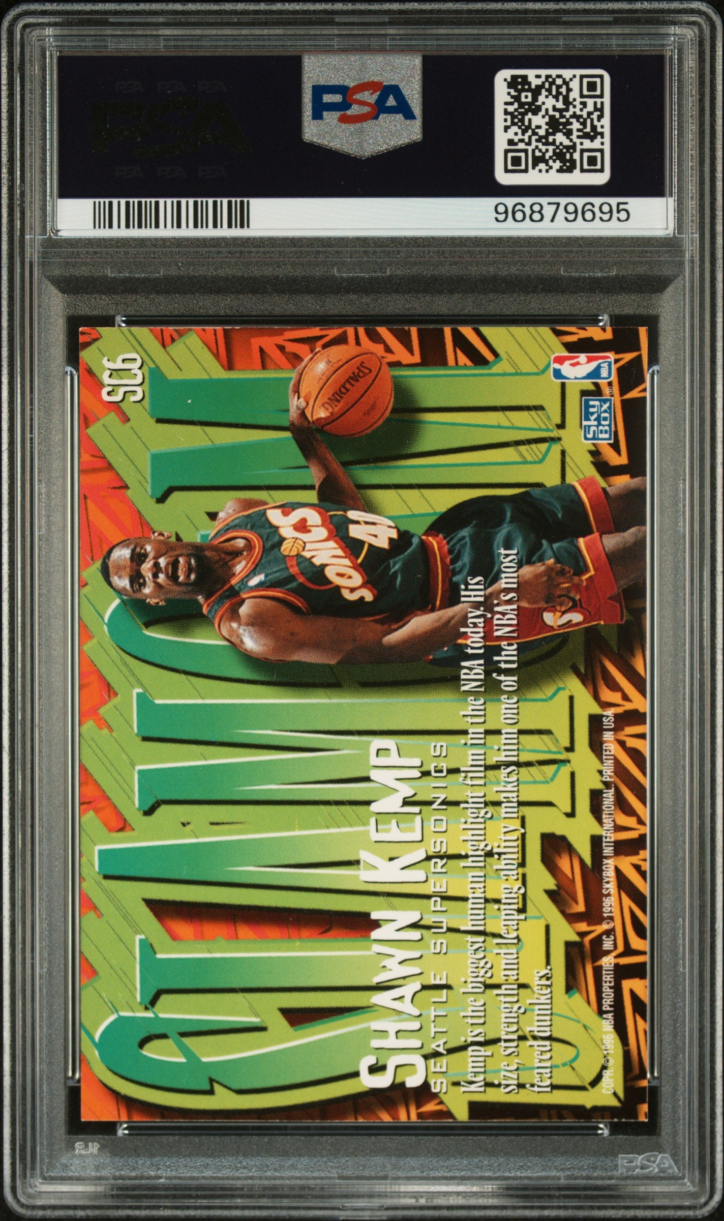 1996 Skybox Z-Force Slam Cam Shawn Kemp #SC6 PSA 9