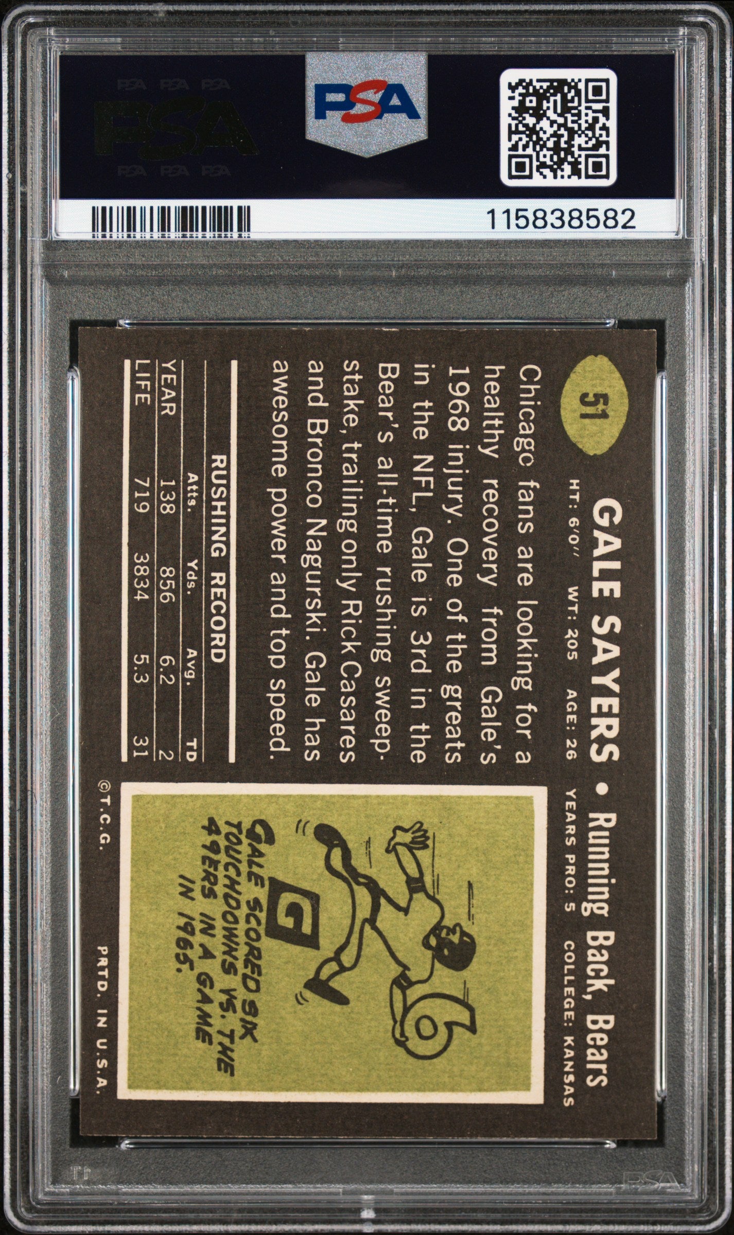 1969 Topps Gale Sayers #51 PSA 8