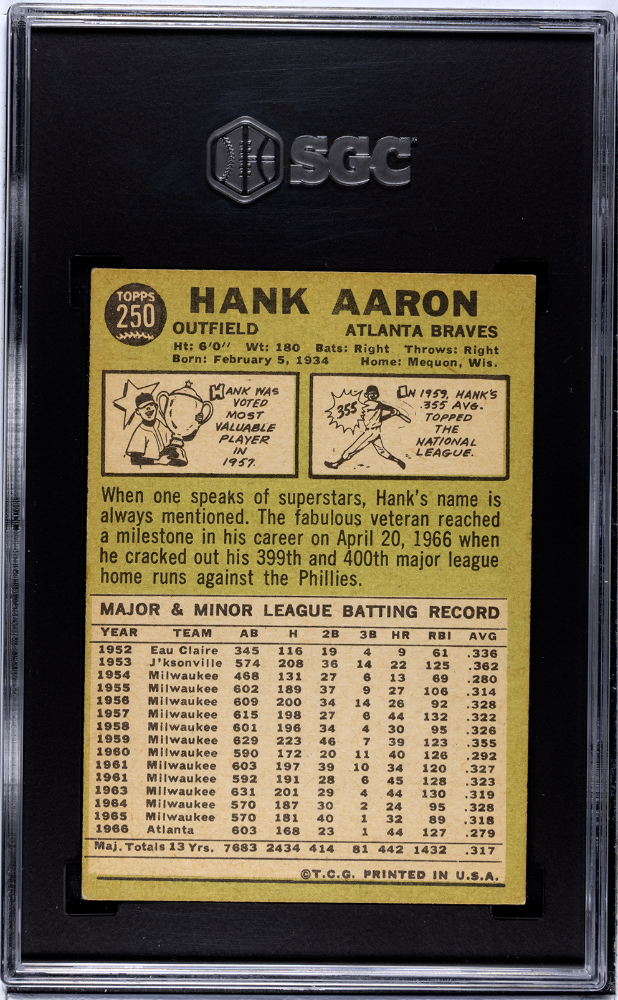 1967 Topps Hank Aaron #250 SGC 5