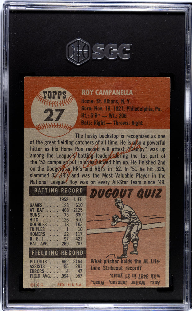 1953 Topps Roy Campanella #27 SGC 4.5