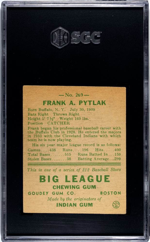 1938 Goudey Heads Up Frank Pytlak #269 SGC 5.5