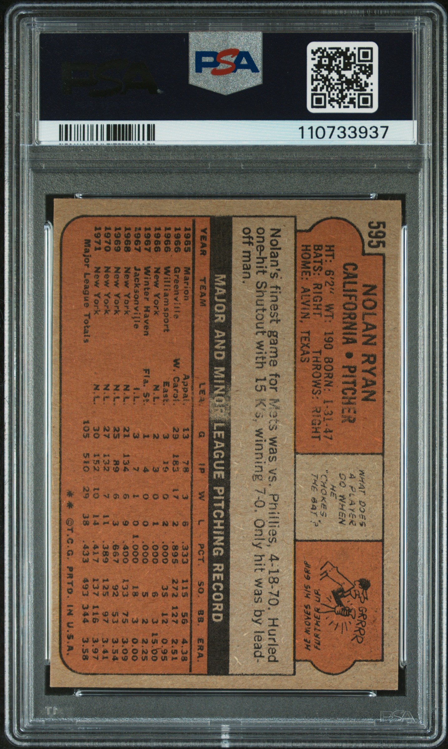 1972 Topps Nolan Ryan #595 PSA 5