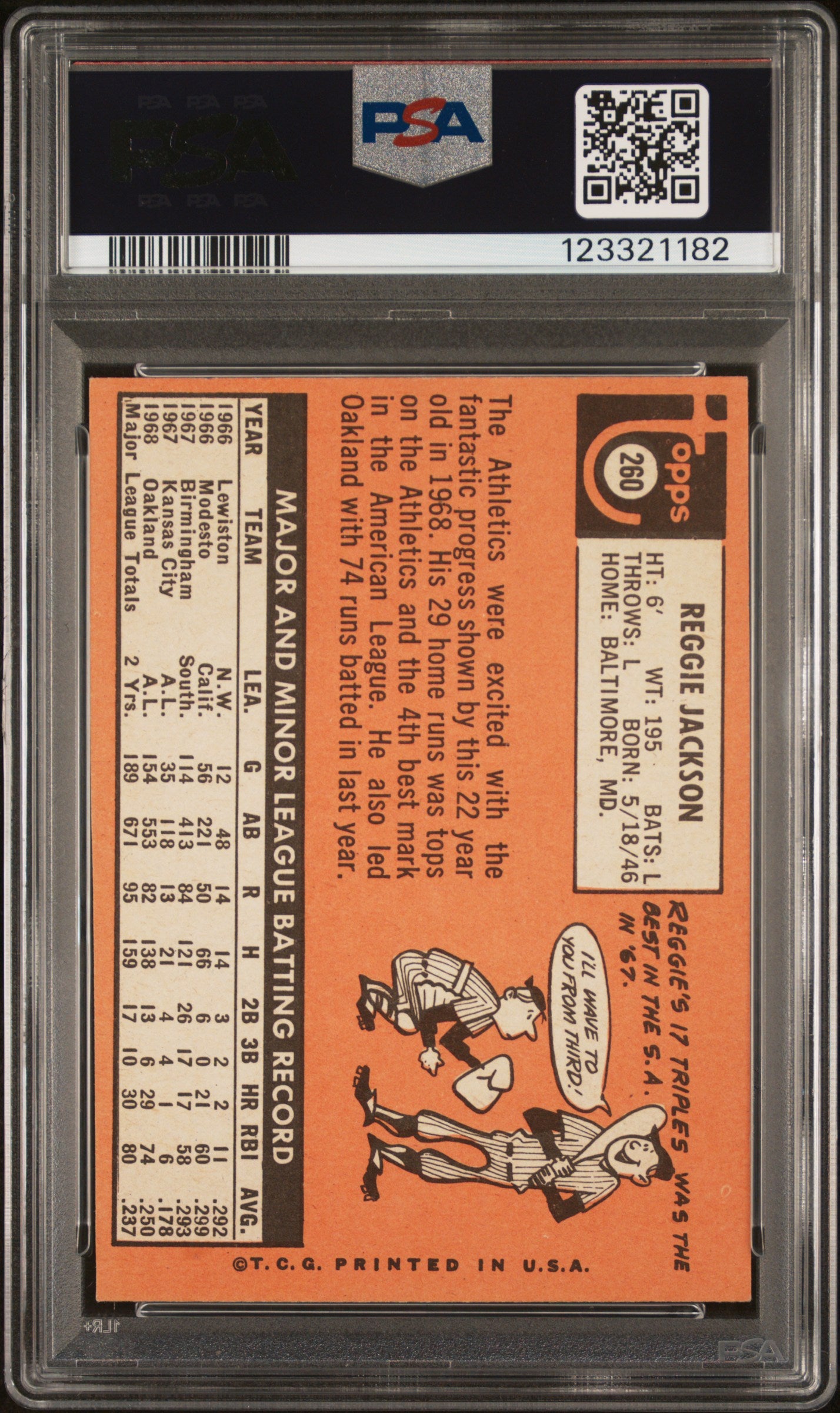 1969 Topps Reggie Jackson #260 PSA A Auto 10