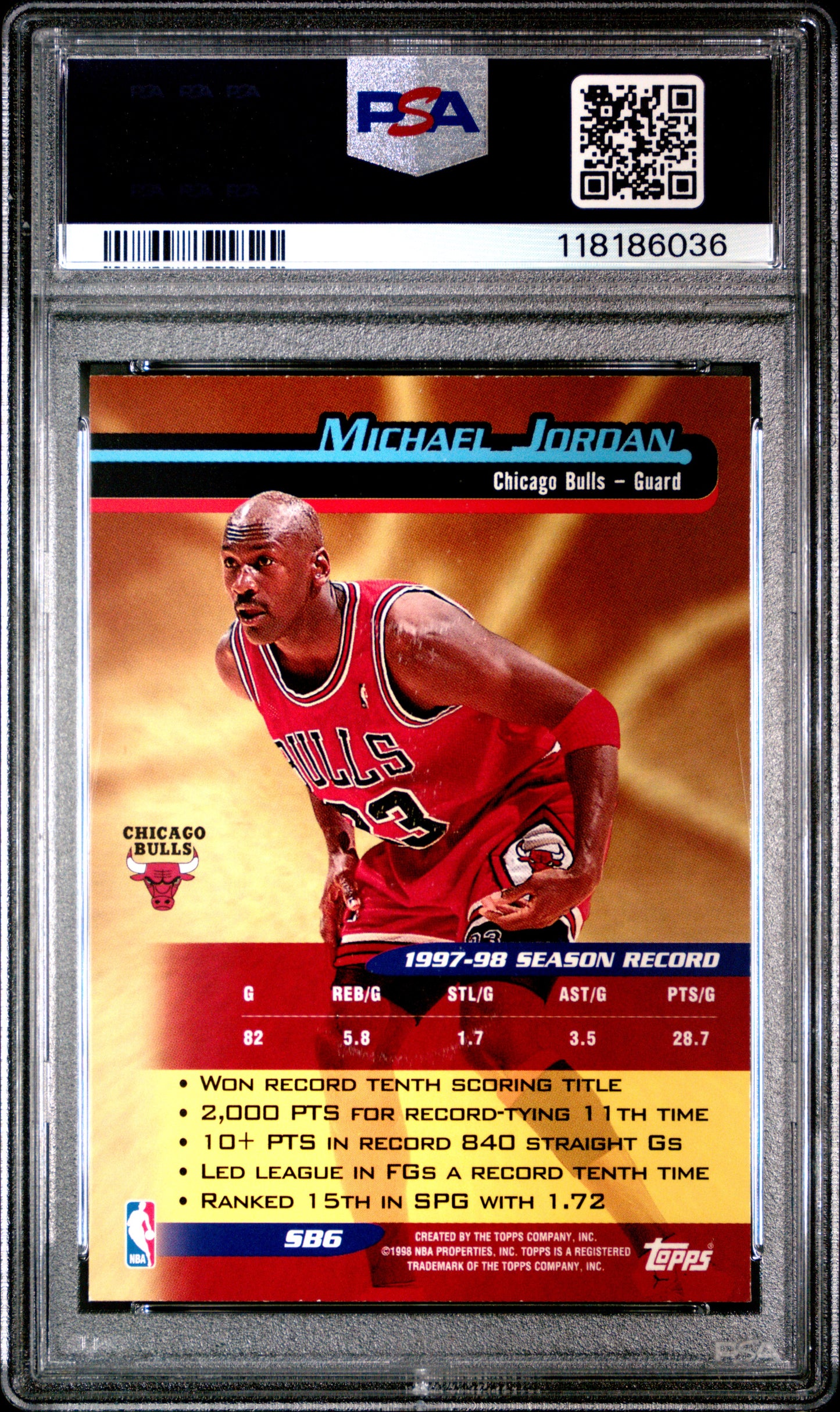 1998 Topps Season's Best Michael Jordan #SB6 PSA 9