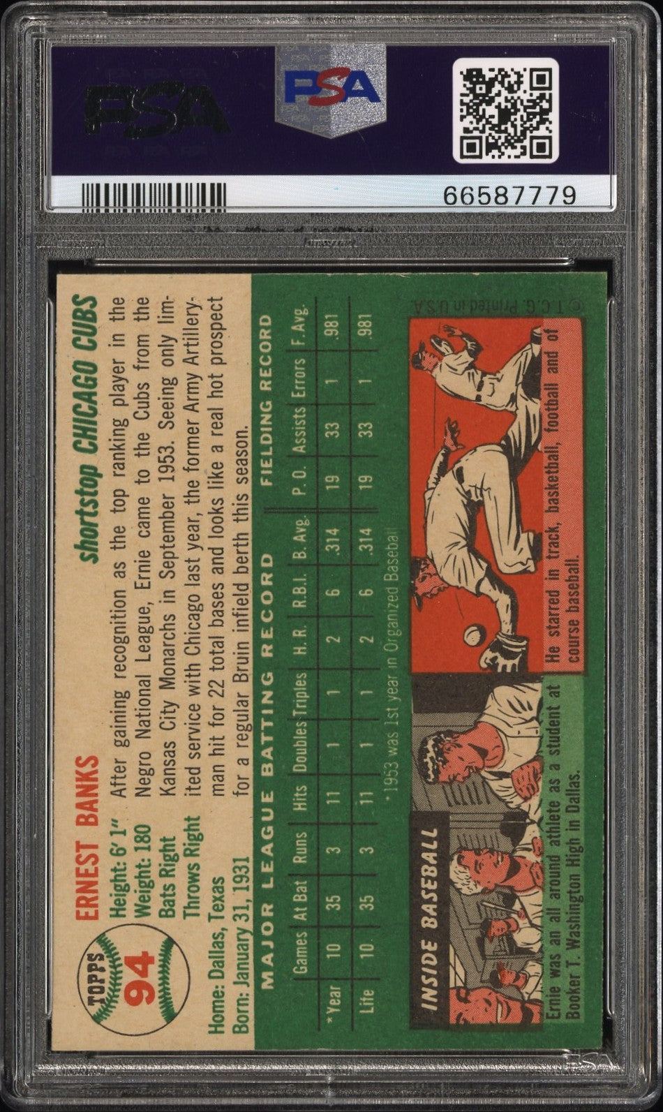 1954 Topps Ernie Banks #94 PSA 7