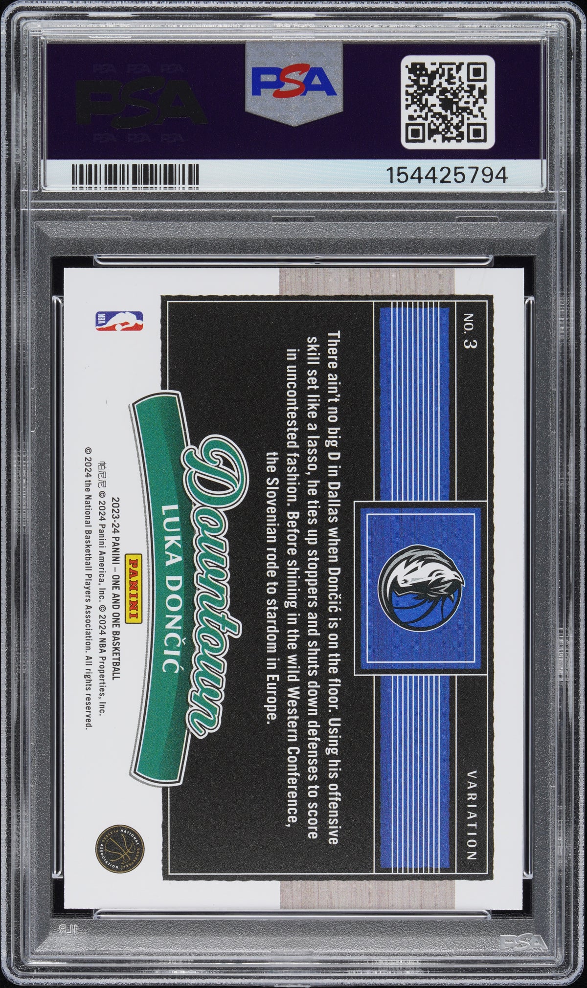 2023 Panini One And One Downtown Luka Doncic #3 Variation PSA 10