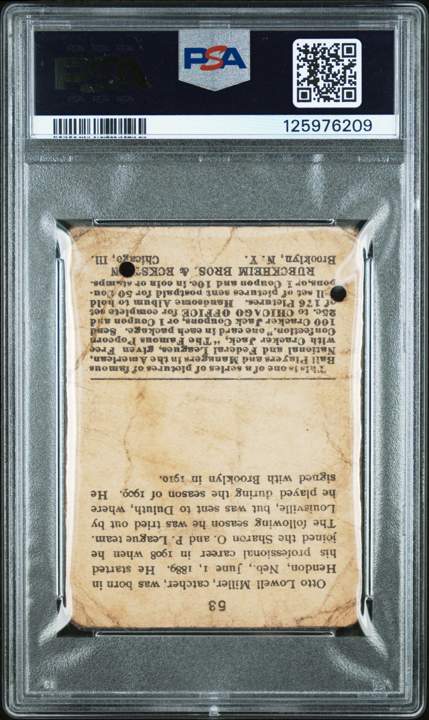 1915 Cracker Jack Otto Miller #53 PSA 1