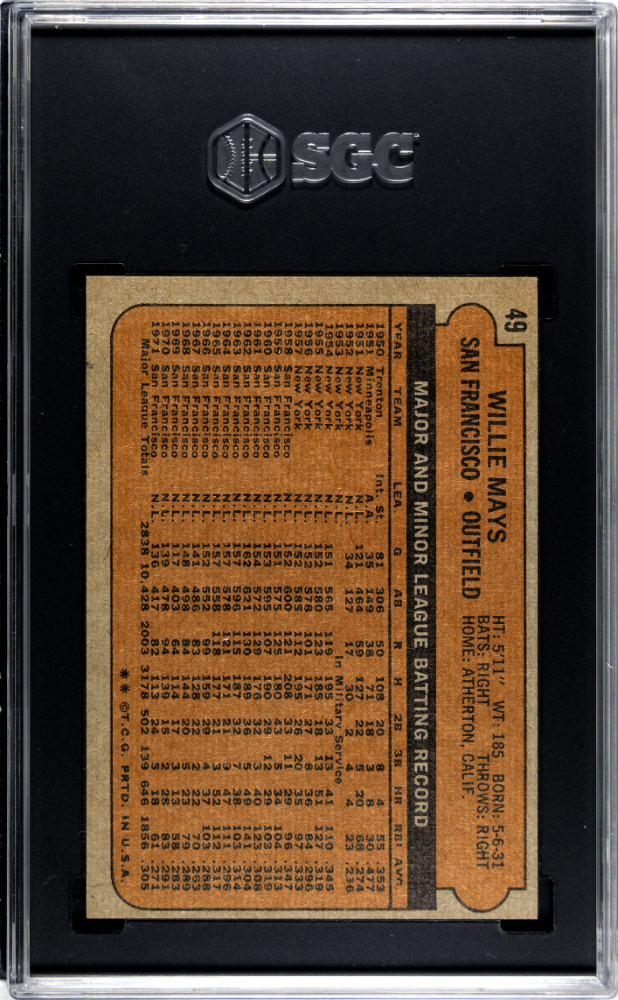 1972 Topps Willie Mays #49 SGC 5