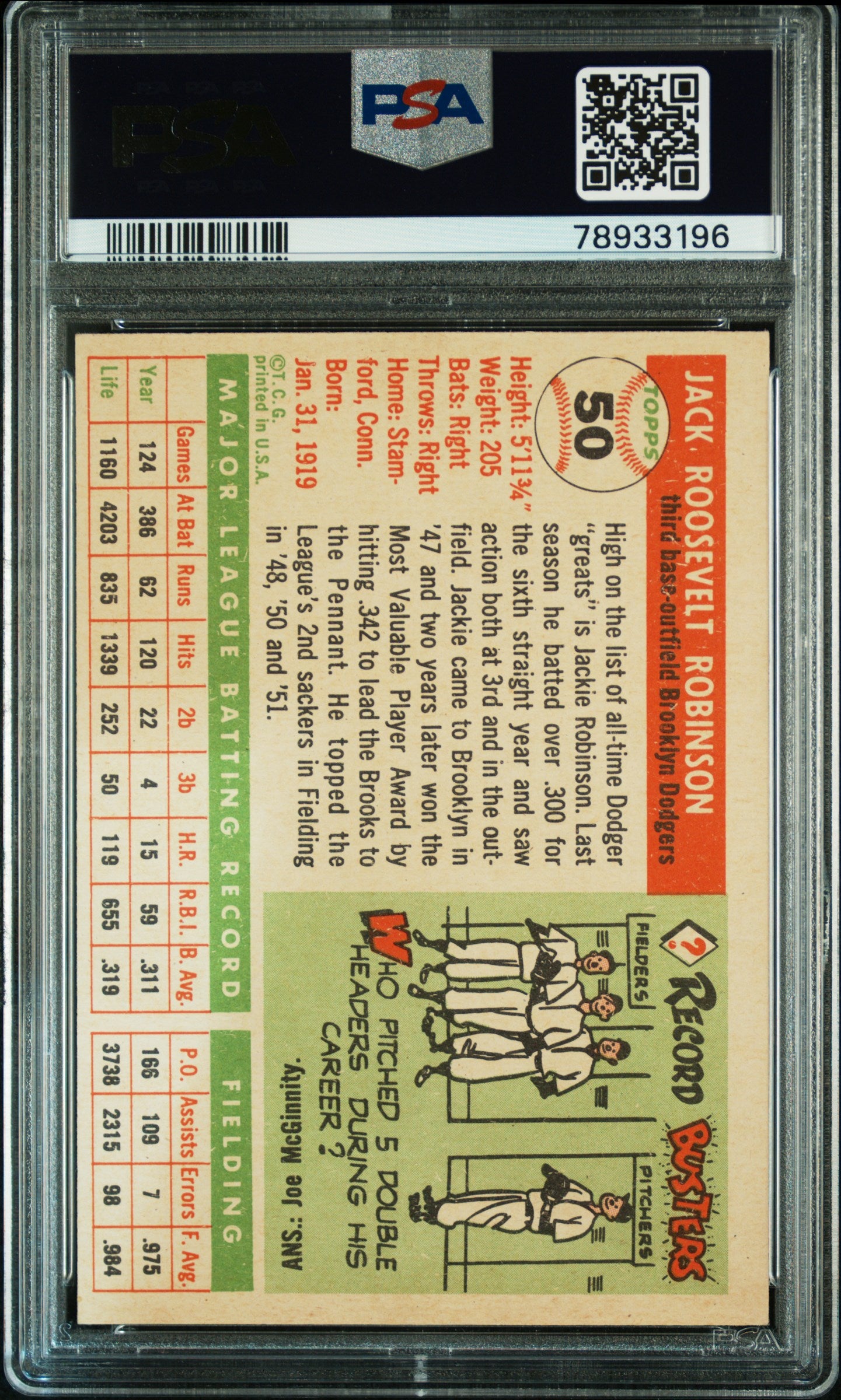 1955 Topps Jackie Robinson #50 PSA 5