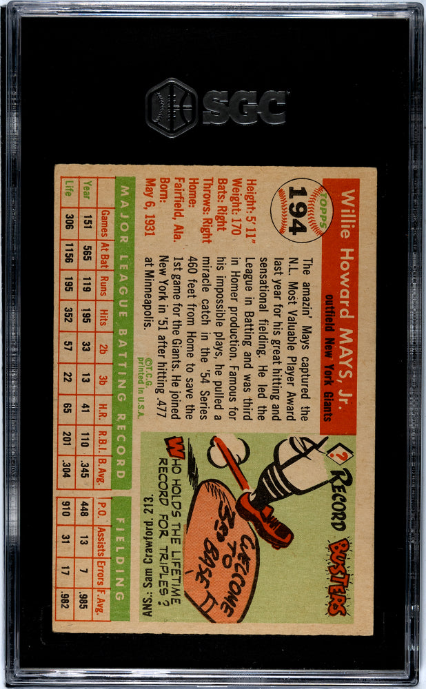 1955 Topps Willie Mays #194 SGC 3.5