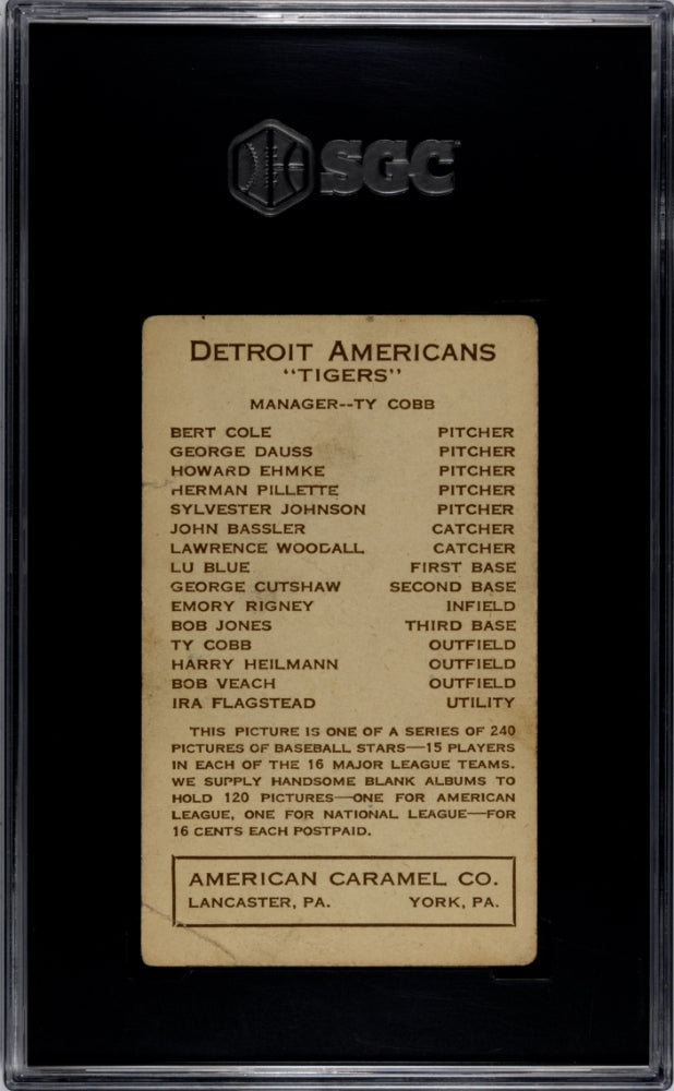 1922 American Caramel Co. (E120) Ty Cobb SGC 1.5