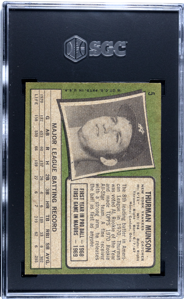 1971 Topps Thurman Munson #5 SGC 4.5