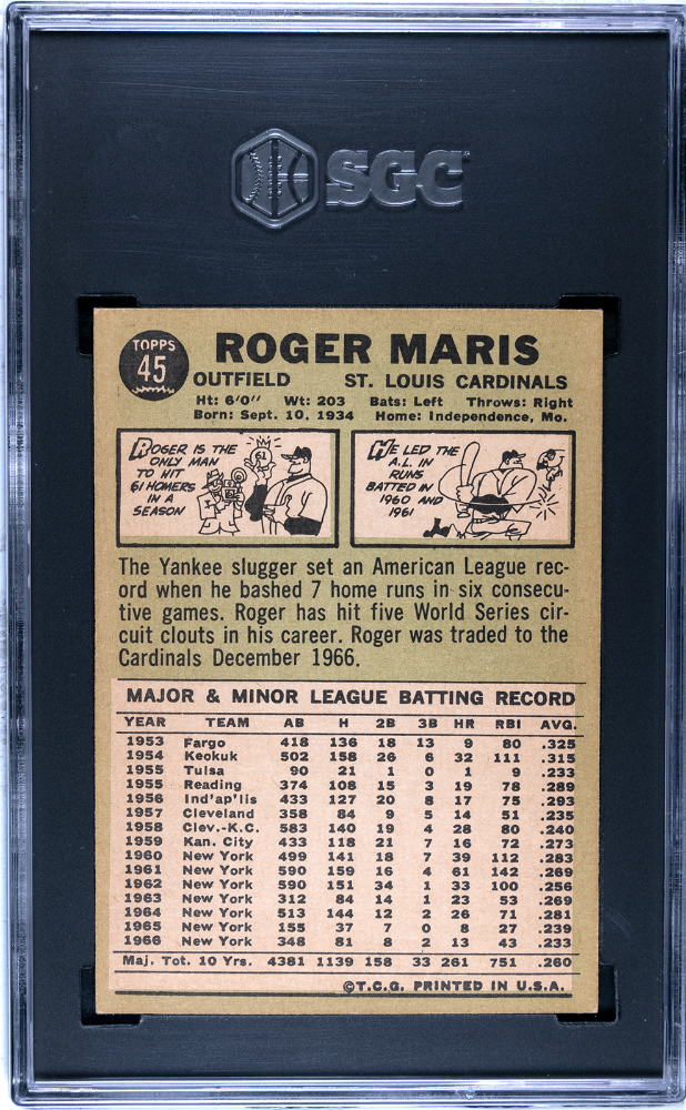 1967 Topps Roger Maris #45 SGC 6