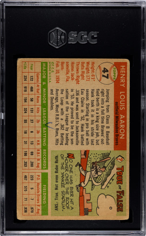 1955 Topps Hank Aaron #47 SGC 1.5