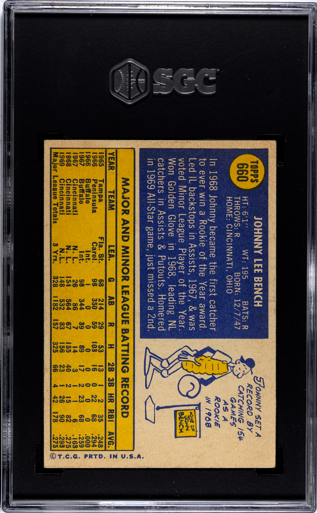 1970 Topps Johnny Bench #660 SGC 3