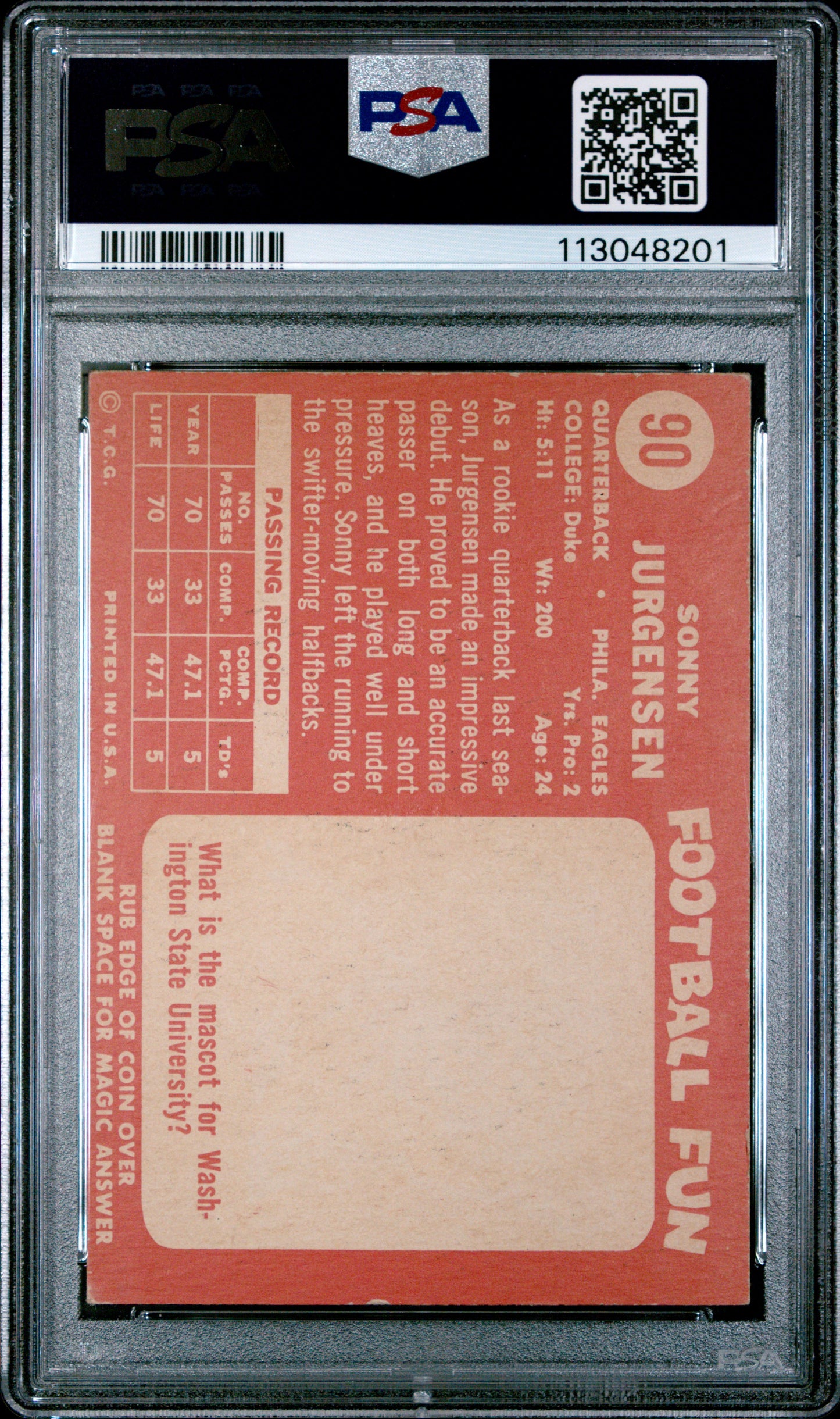 1958 Topps Sonny Jurgensen #90 PSA 5