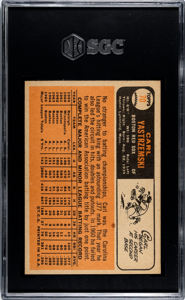 1966 Topps Carl Yastrzemski #70 SGC 6