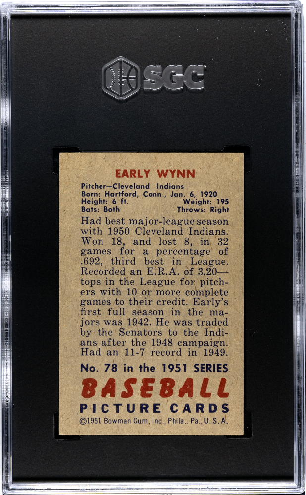 1951 Bowman Early Wynn #78 SGC 5