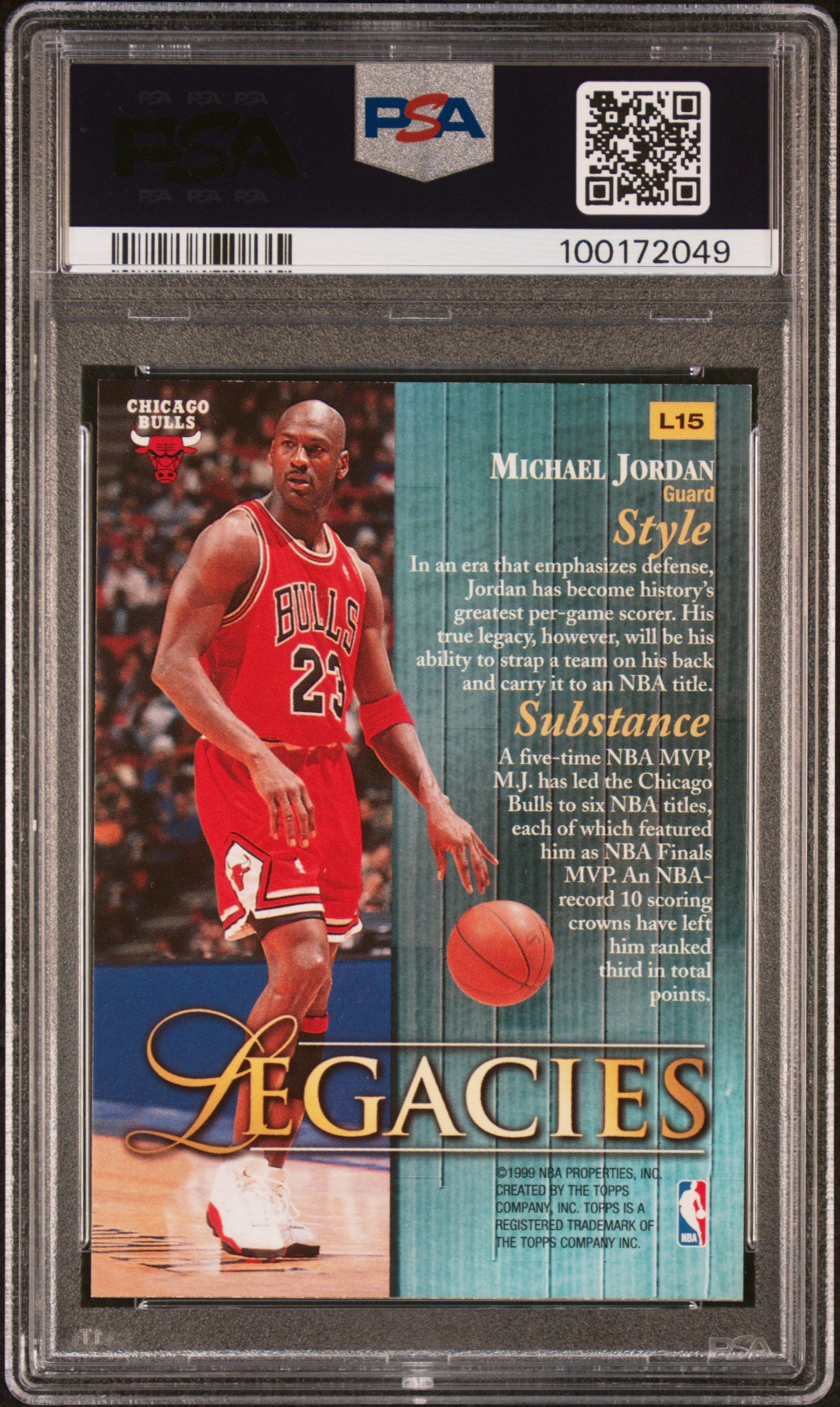 1998 Topps Legacies Michael Jordan #L15 PSA 9