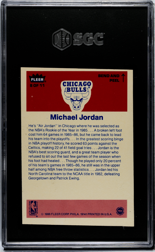 1986 Fleer Sticker Michael Jordan #8 SGC 5