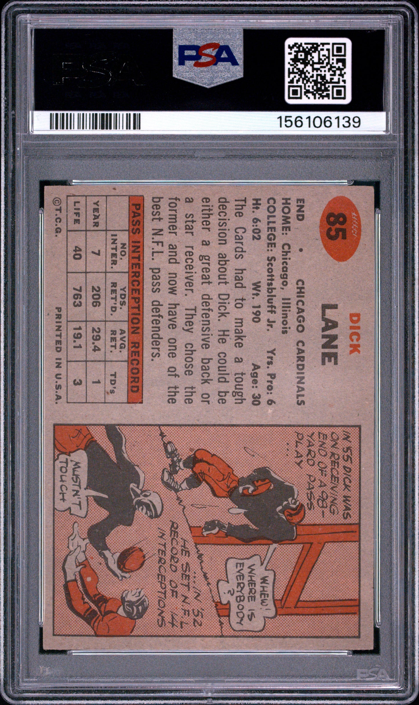 1957 Topps Dick Lane #85 PSA 8