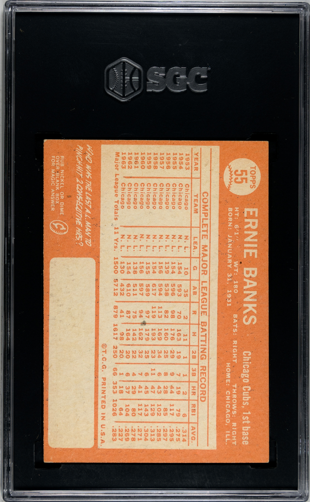 1964 Topps Ernie Banks #55 SGC 5