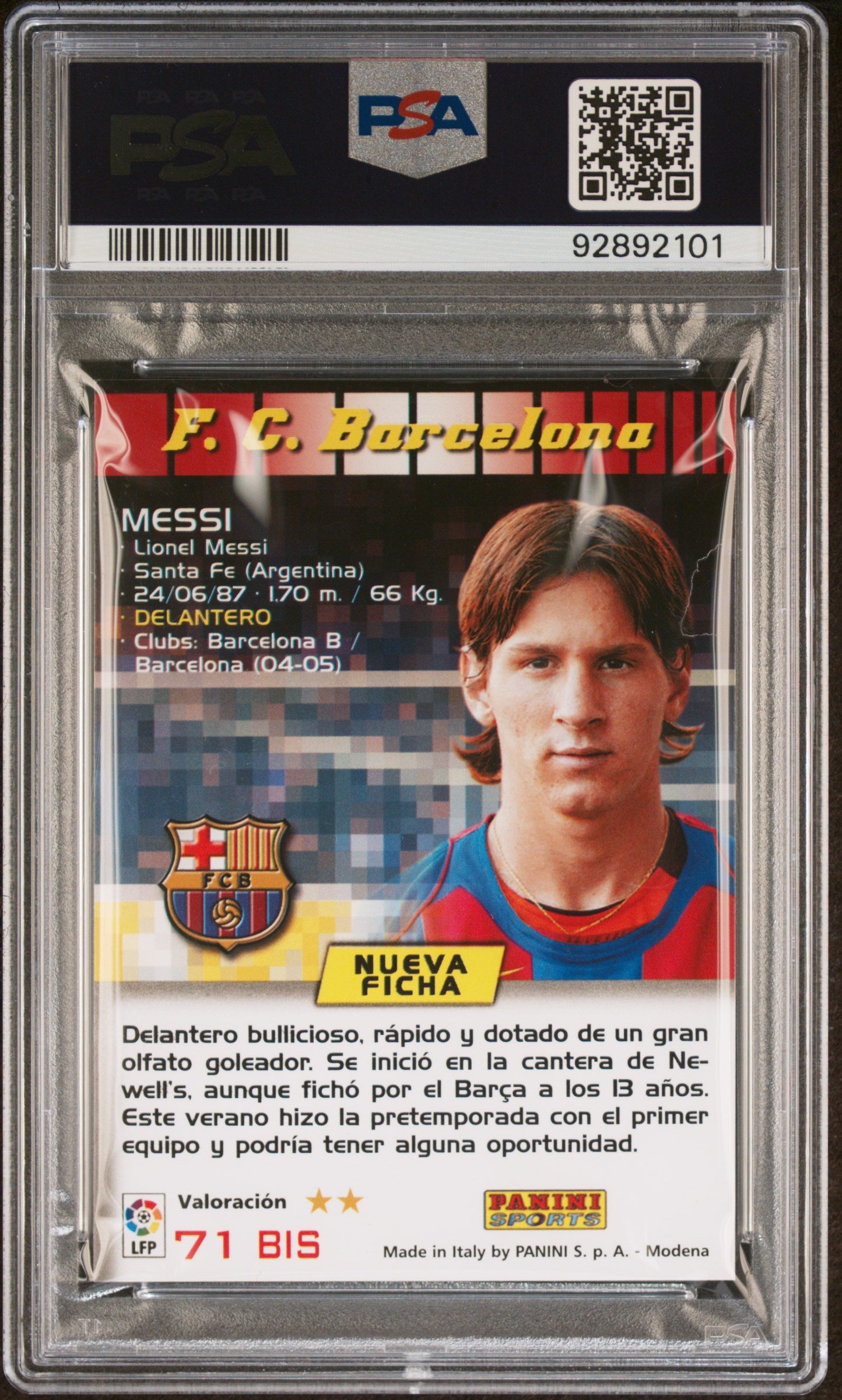 2004-05 Panini Sports Mega Cracks Lionel Messi #71 PSA 8