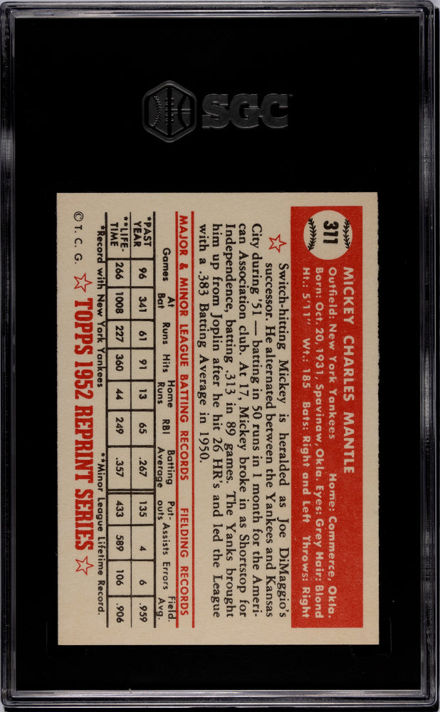 1983 Topps '52 Reprint Mickey Mantle #311 SGC 8