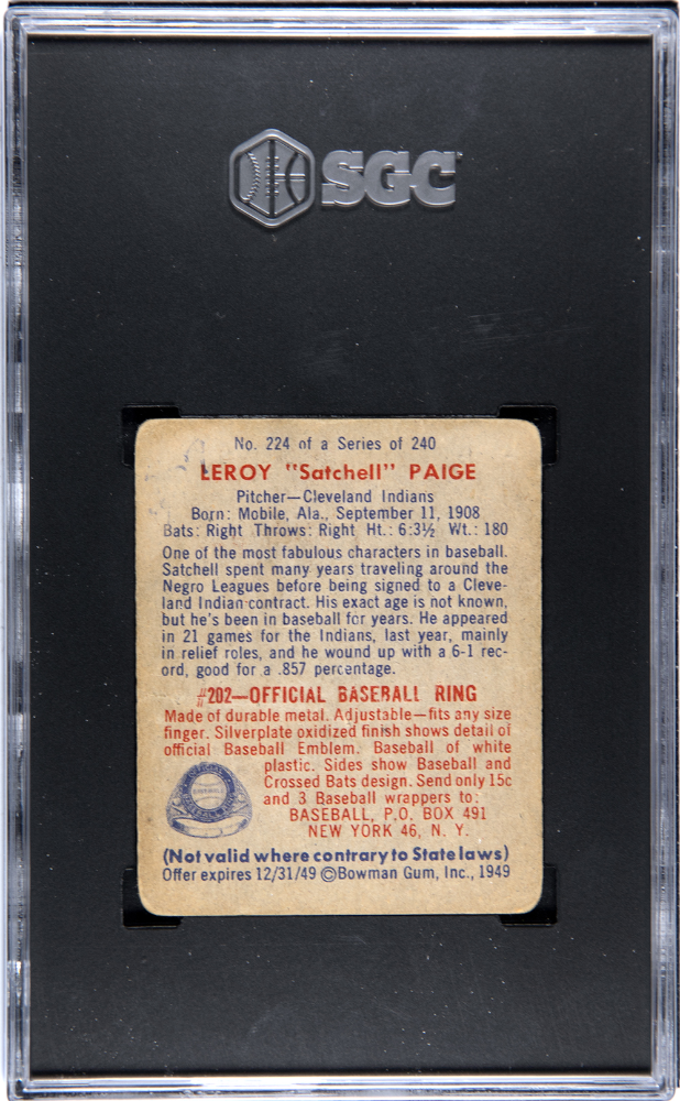 1949 Bowman Satchell Paige #224 SGC 1.5