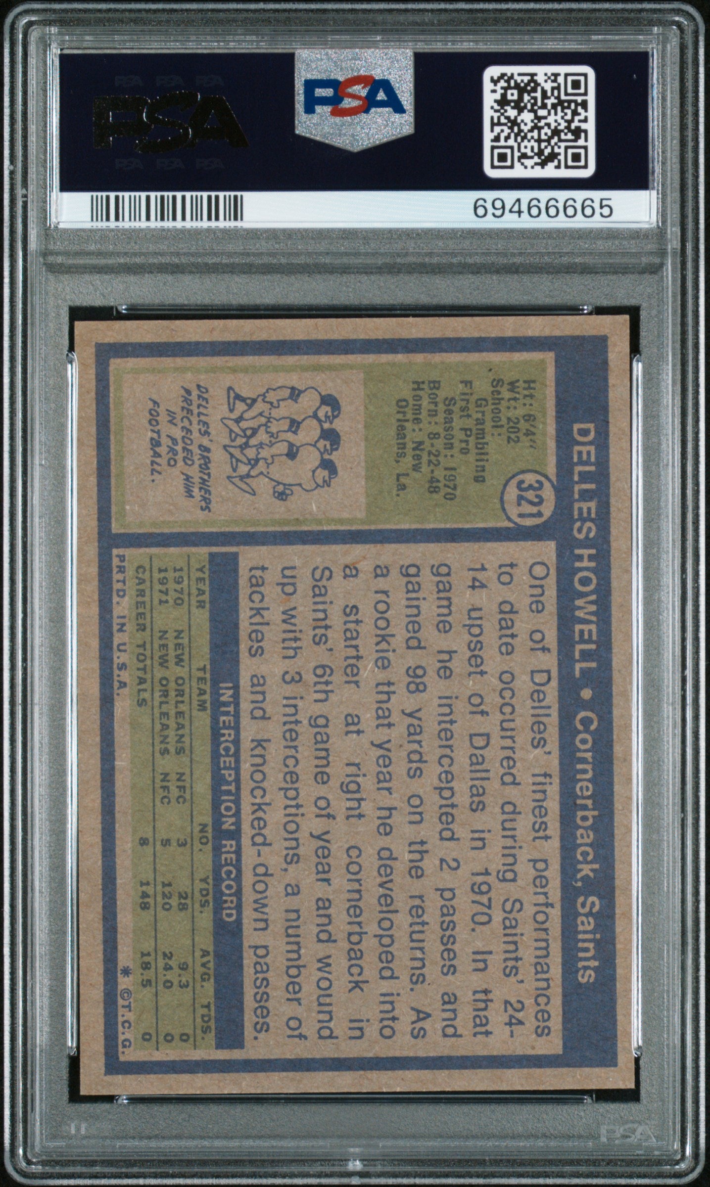 1972 Topps Delles Howell #321 PSA 8